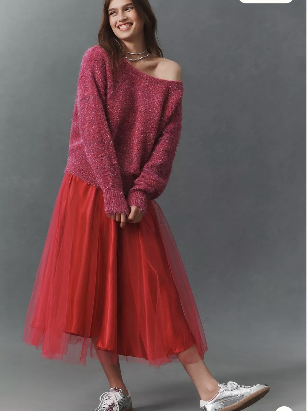 Anthropologie Metallic Knit Boatneck Tinsel Sweater Large NWT